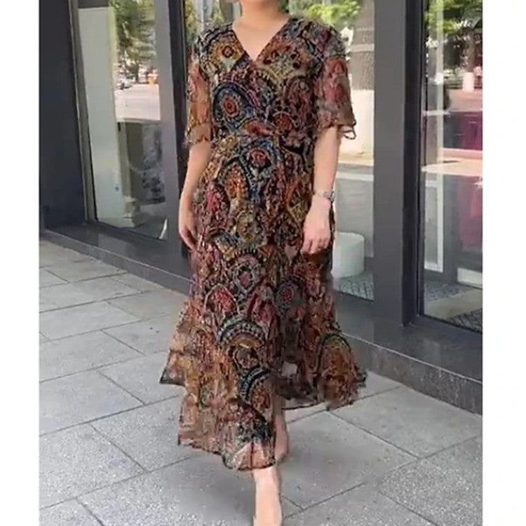 Casual Floral Chiffon Dress