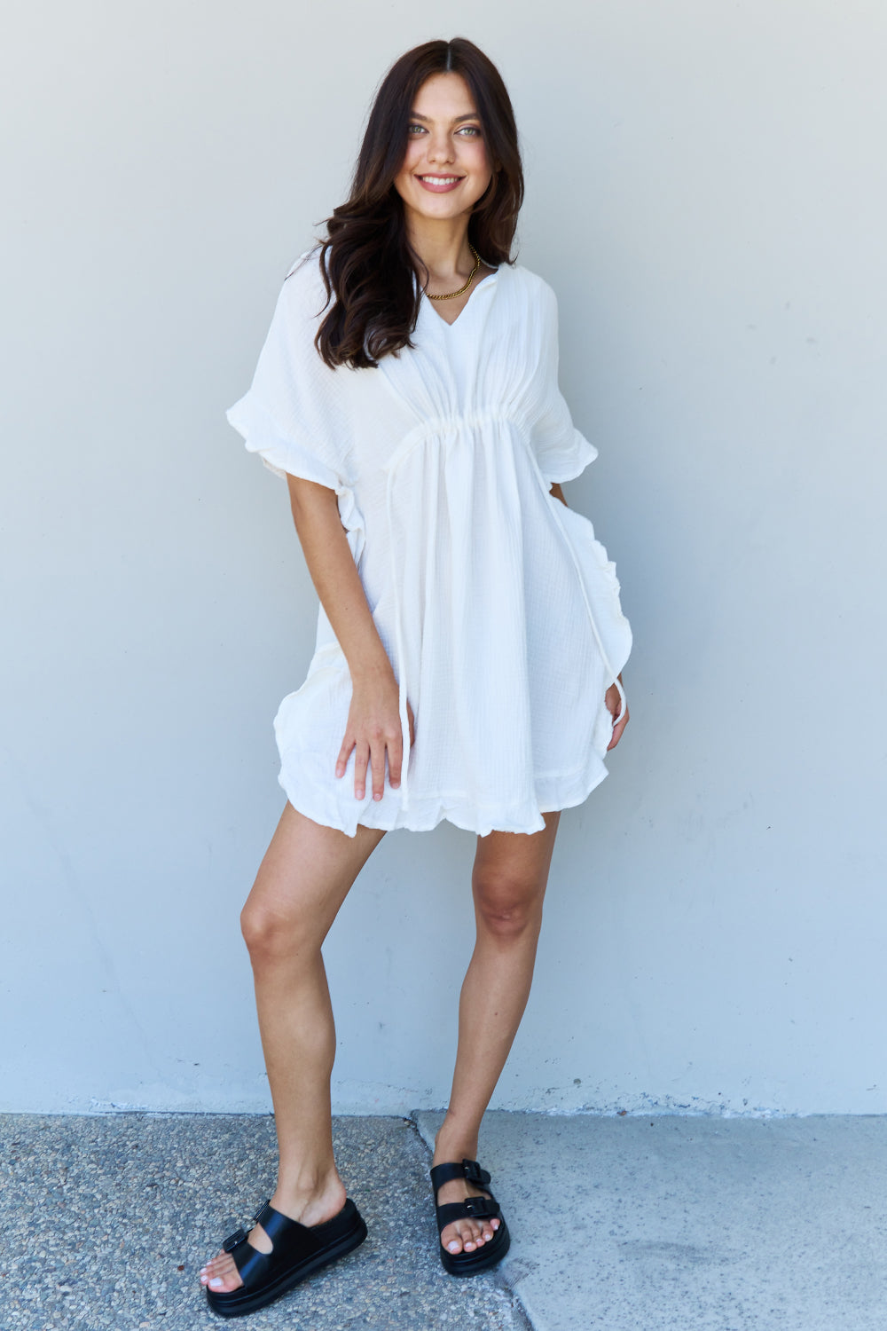 White Ruffle Hem Dress