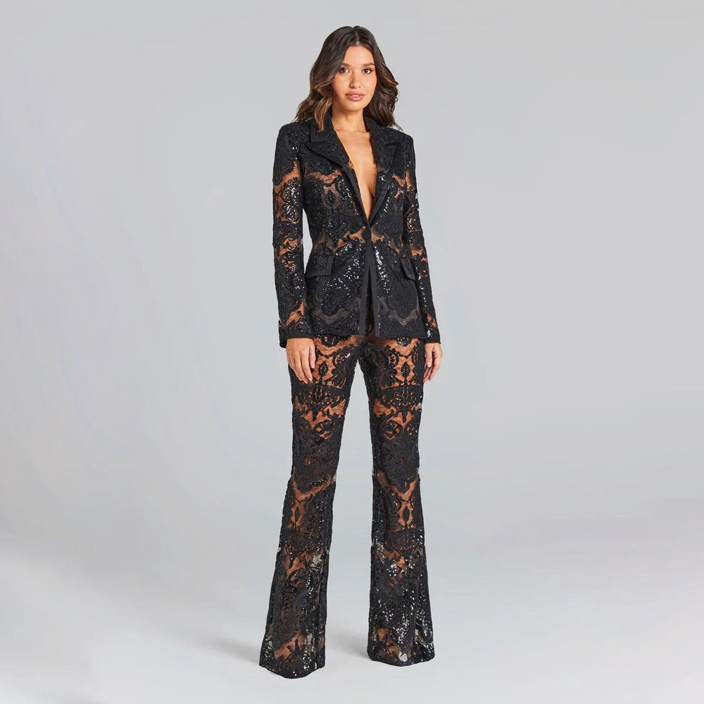 Hollow-out Trousers Two-piece Set