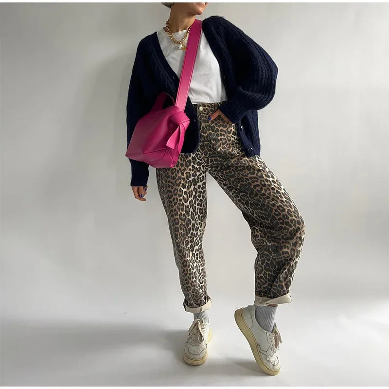 Leopard Print High Waist Pants