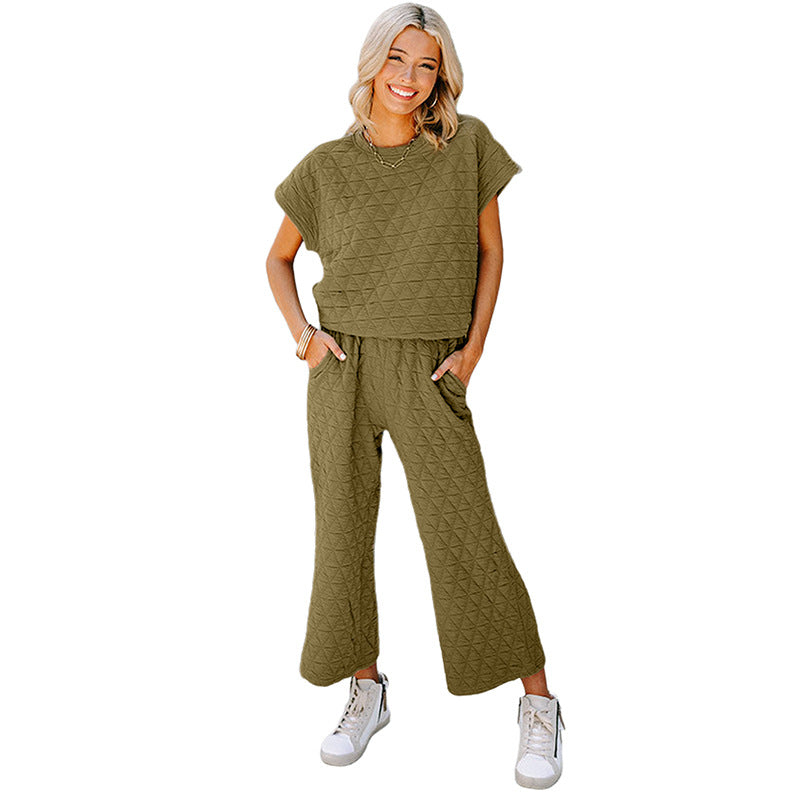 Three-quarter Sleeve + Cropped Wide-leg Pants