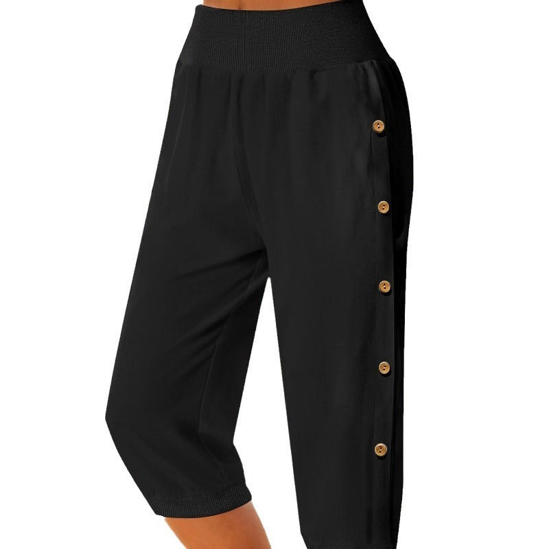 Elastic Waist Cropped Pants