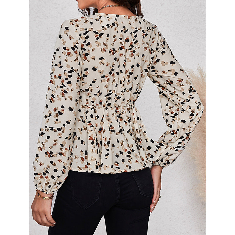 V-neck Long Sleeve Speckle