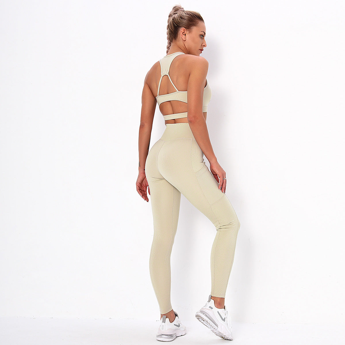 Fitness Yoga Striped Pocket Suit