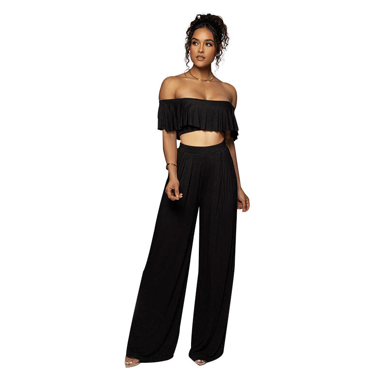 Off Shoulder Wide-leg Pants Set