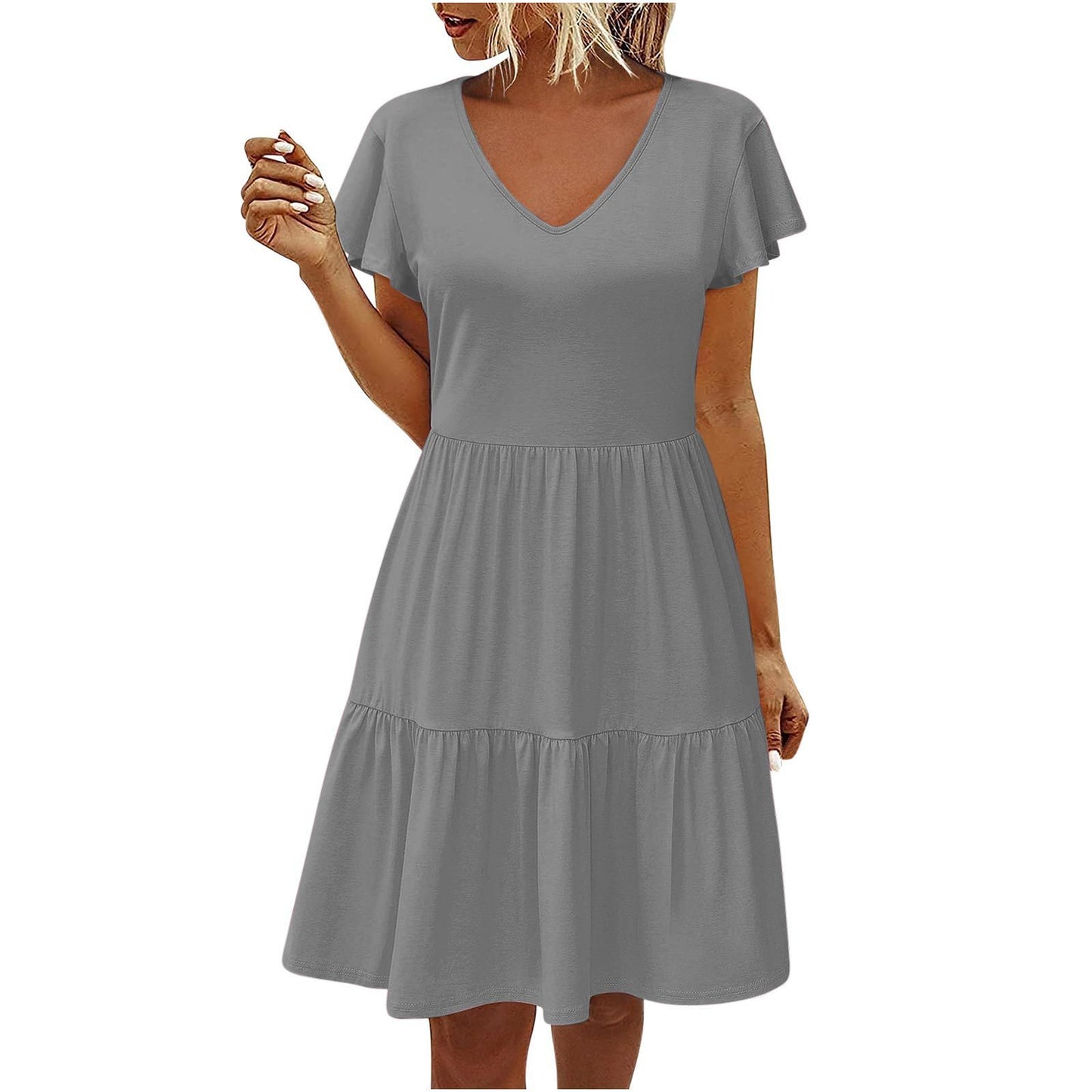 Flying Sleeves Layered Short Sleeve Dress