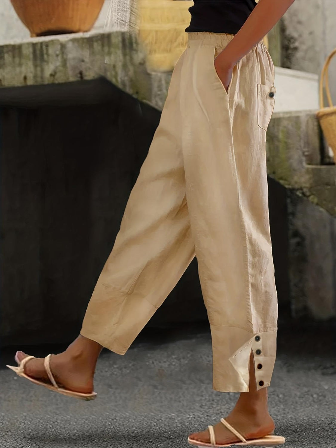 Wide Leg Plus Pants with Pockets