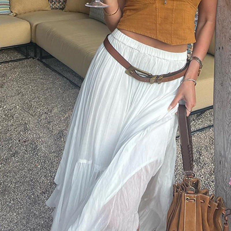 White Irregular Long Skirt